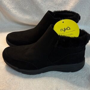 Ryka Black Ankle Boots with Fur Trim